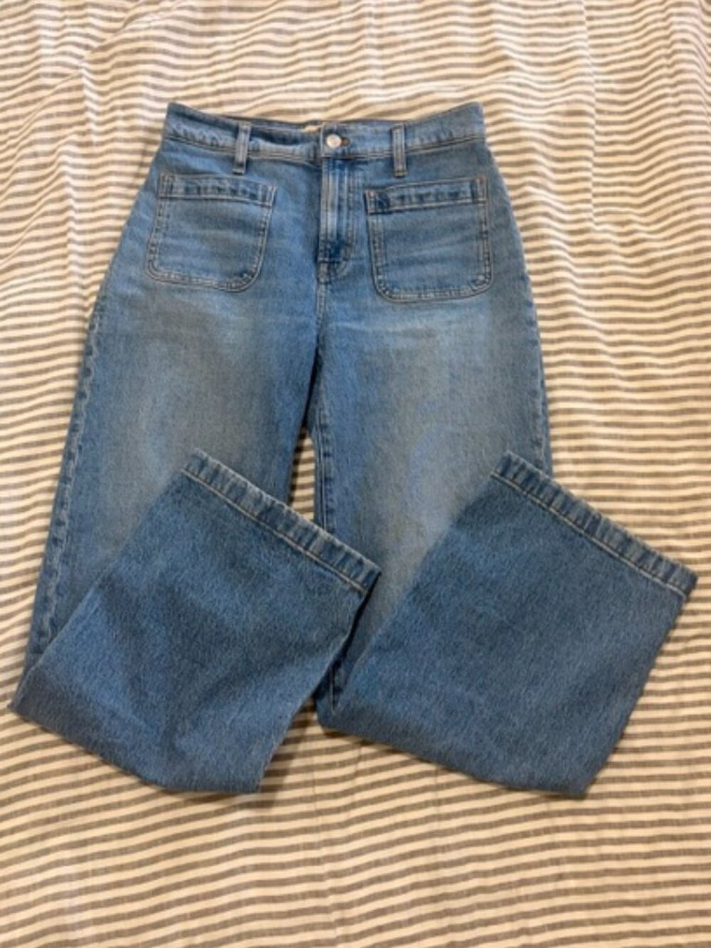 Madewell The Emmett Wide-Leg Full Length Jean: Patch Pocket Edition